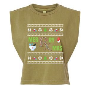 Ugly Christmas Pharmacy Tech Merry Xmas Pharmacist Gift Garment-Dyed Women's Muscle Tee