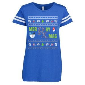 Ugly Christmas Pharmacy Tech Merry Xmas Pharmacist Gift Enza Ladies Jersey Football T-Shirt