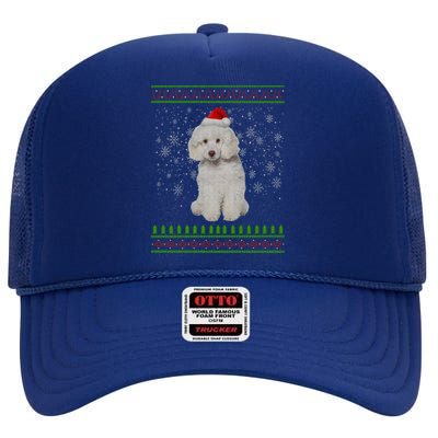 Ugly Christmas Poodle Dog Xmas Merry Christmas Funny Gift Meaningful Gift High Crown Mesh Back Trucker Hat