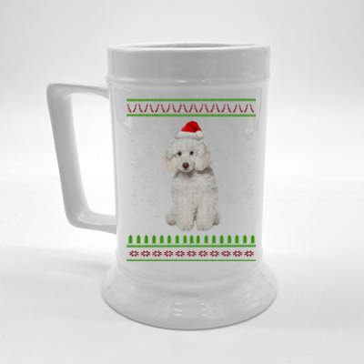 Ugly Christmas Poodle Dog Xmas Merry Christmas Funny Gift Meaningful Gift Beer Stein