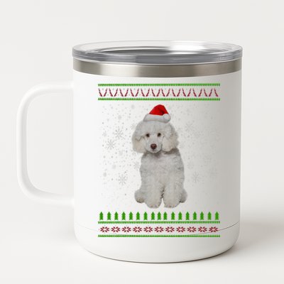 Ugly Christmas Poodle Dog Xmas Merry Christmas Funny Gift Meaningful Gift 12 oz Stainless Steel Tumbler Cup