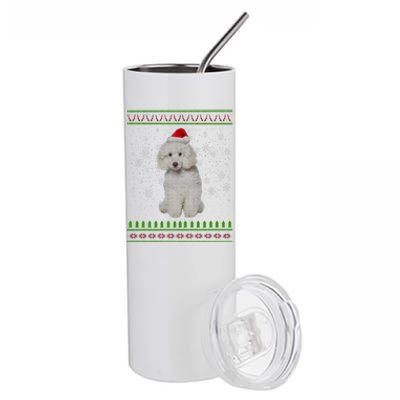 Ugly Christmas Poodle Dog Xmas Merry Christmas Funny Gift Meaningful Gift Stainless Steel Tumbler