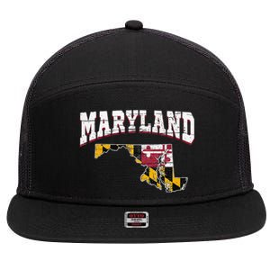 Us Citizen Proud America State Flag Land Map Maryland 7 Panel Mesh Trucker Snapback Hat