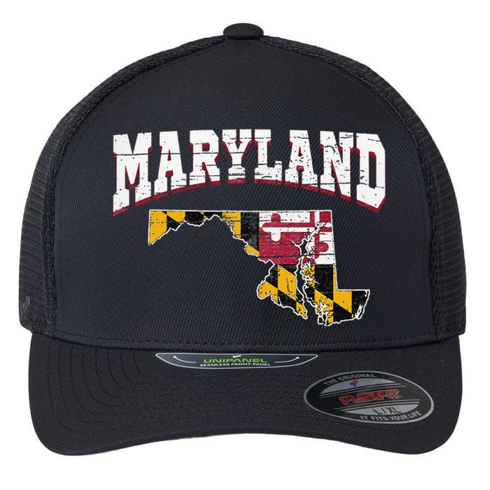 Us Citizen Proud America State Flag Land Map Maryland Flexfit Unipanel Trucker Cap