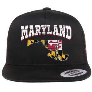 Us Citizen Proud America State Flag Land Map Maryland Flat Bill Trucker Hat