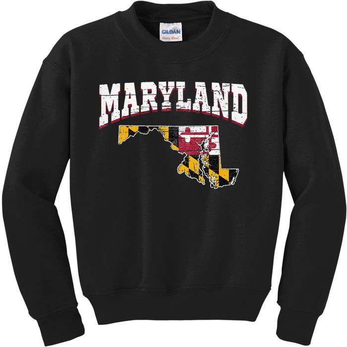 Us Citizen Proud America State Flag Land Map Maryland Kids Sweatshirt