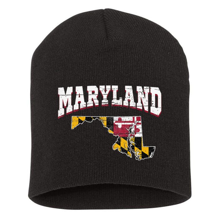 Us Citizen Proud America State Flag Land Map Maryland Short Acrylic Beanie