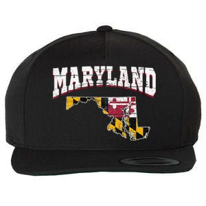 Us Citizen Proud America State Flag Land Map Maryland Wool Snapback Cap