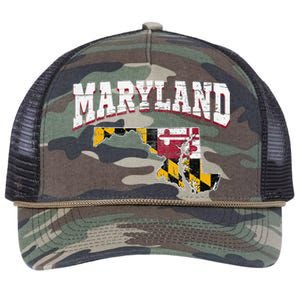 Us Citizen Proud America State Flag Land Map Maryland Retro Rope Trucker Hat Cap