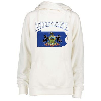 Us Citizen Proud America State Flag Land Map Pennsylvania Womens Funnel Neck Pullover Hood