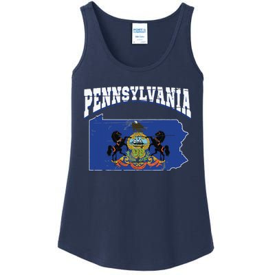 Us Citizen Proud America State Flag Land Map Pennsylvania Ladies Essential Tank