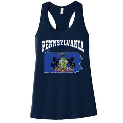 Us Citizen Proud America State Flag Land Map Pennsylvania Women's Racerback Tank