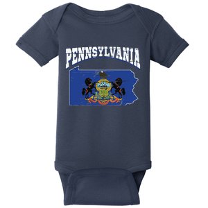 Us Citizen Proud America State Flag Land Map Pennsylvania Baby Bodysuit