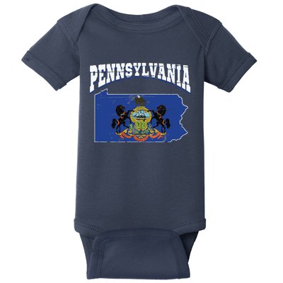 Us Citizen Proud America State Flag Land Map Pennsylvania Baby Bodysuit