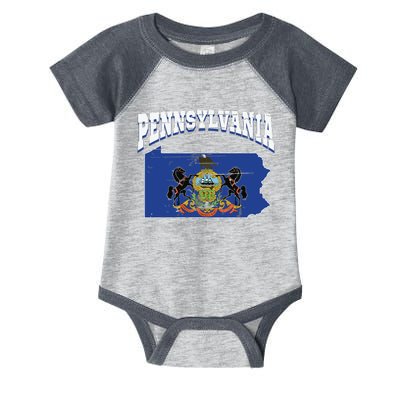 Us Citizen Proud America State Flag Land Map Pennsylvania Infant Baby Jersey Bodysuit