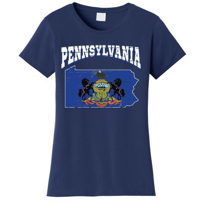 Us Citizen Proud America State Flag Land Map Pennsylvania Women's T-Shirt