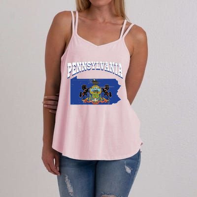 Us Citizen Proud America State Flag Land Map Pennsylvania Women's Strappy Tank