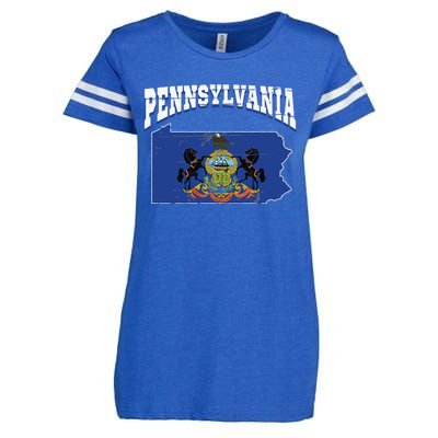 Us Citizen Proud America State Flag Land Map Pennsylvania Enza Ladies Jersey Football T-Shirt