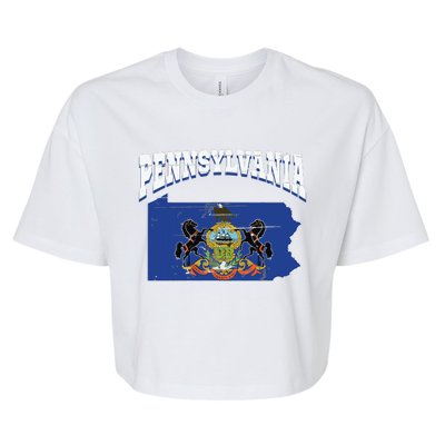 Us Citizen Proud America State Flag Land Map Pennsylvania Bella+Canvas Jersey Crop Tee