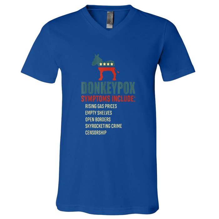 Unny Conservative Republican Anti Biden Donkeypox V-Neck T-Shirt