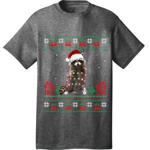 Ugly Christmas Raccoon Santa Hat Xmas T-Shirt