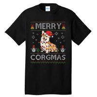 Ugly Corgi Santa Christmas Lights Dog Lover Merry Corgmas Tall T-Shirt