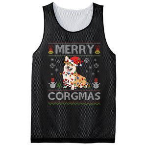 Ugly Corgi Santa Christmas Lights Dog Lover Merry Corgmas Mesh Reversible Basketball Jersey Tank