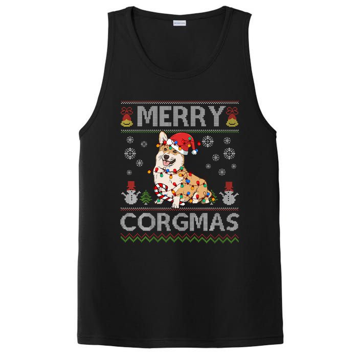 Ugly Corgi Santa Christmas Lights Dog Lover Merry Corgmas PosiCharge Competitor Tank