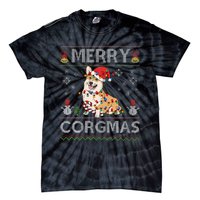 Ugly Corgi Santa Christmas Lights Dog Lover Merry Corgmas Tie-Dye T-Shirt