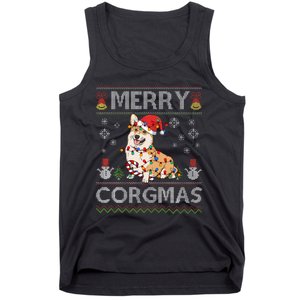 Ugly Corgi Santa Christmas Lights Dog Lover Merry Corgmas Tank Top