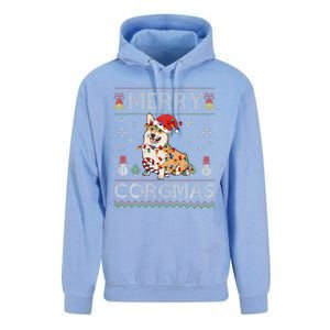 Ugly Corgi Santa Christmas Lights Dog Lover Merry Corgmas Unisex Surf Hoodie