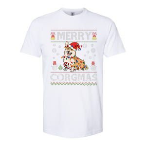 Ugly Corgi Santa Christmas Lights Dog Lover Merry Corgmas Softstyle CVC T-Shirt