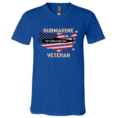 Uss Cavalla Ssn684 Submarine Veteran Day Father Grandpa Dad Gift V-Neck T-Shirt