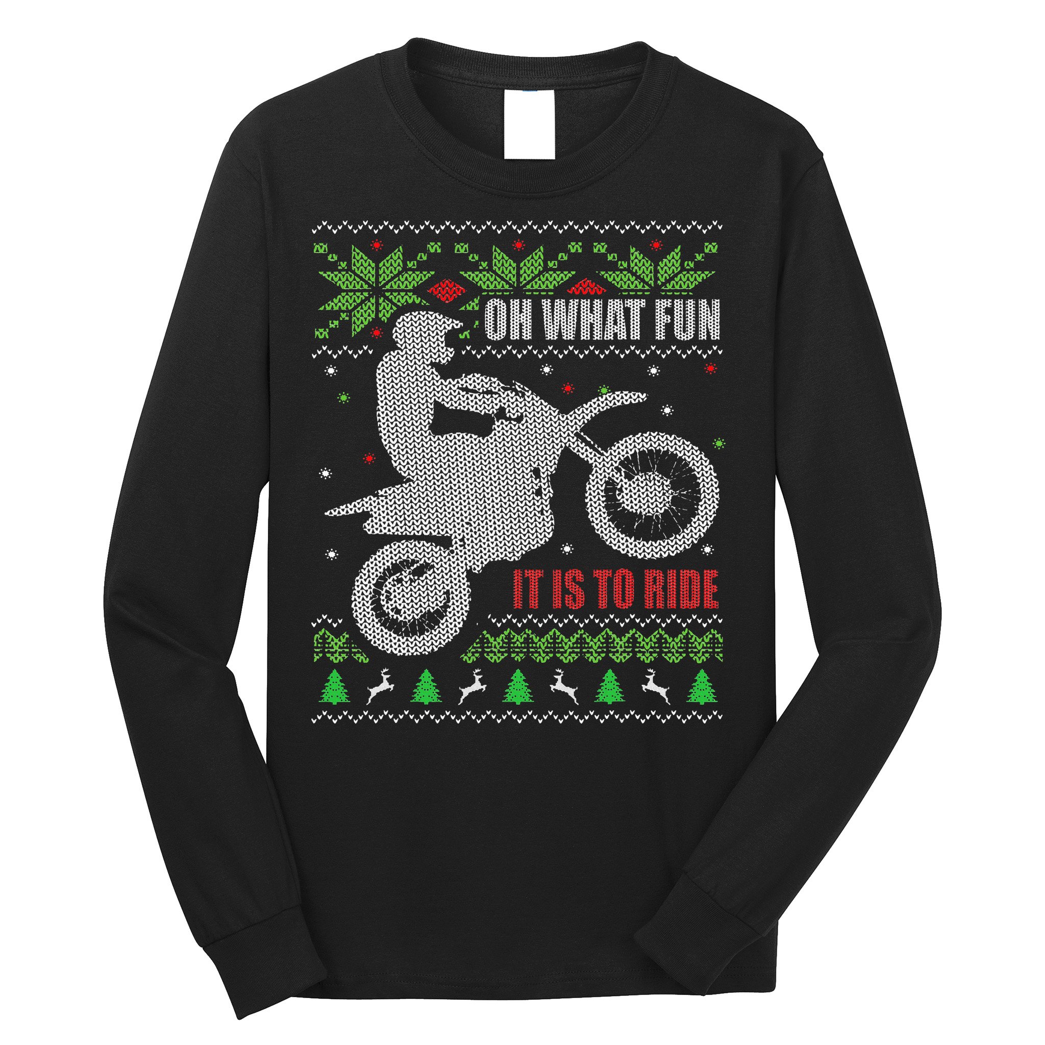 Ugly Christmas Sweater Dirt Bike Motorcycle Motocross Biker Long Sleeve Shirt