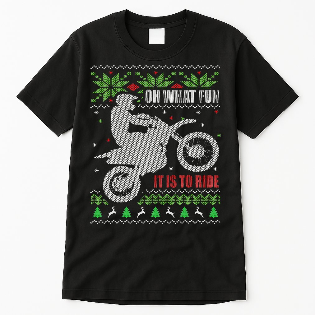 Ugly Christmas Sweater Dirt Bike Motorcycle Motocross Biker Tall T-Shirt