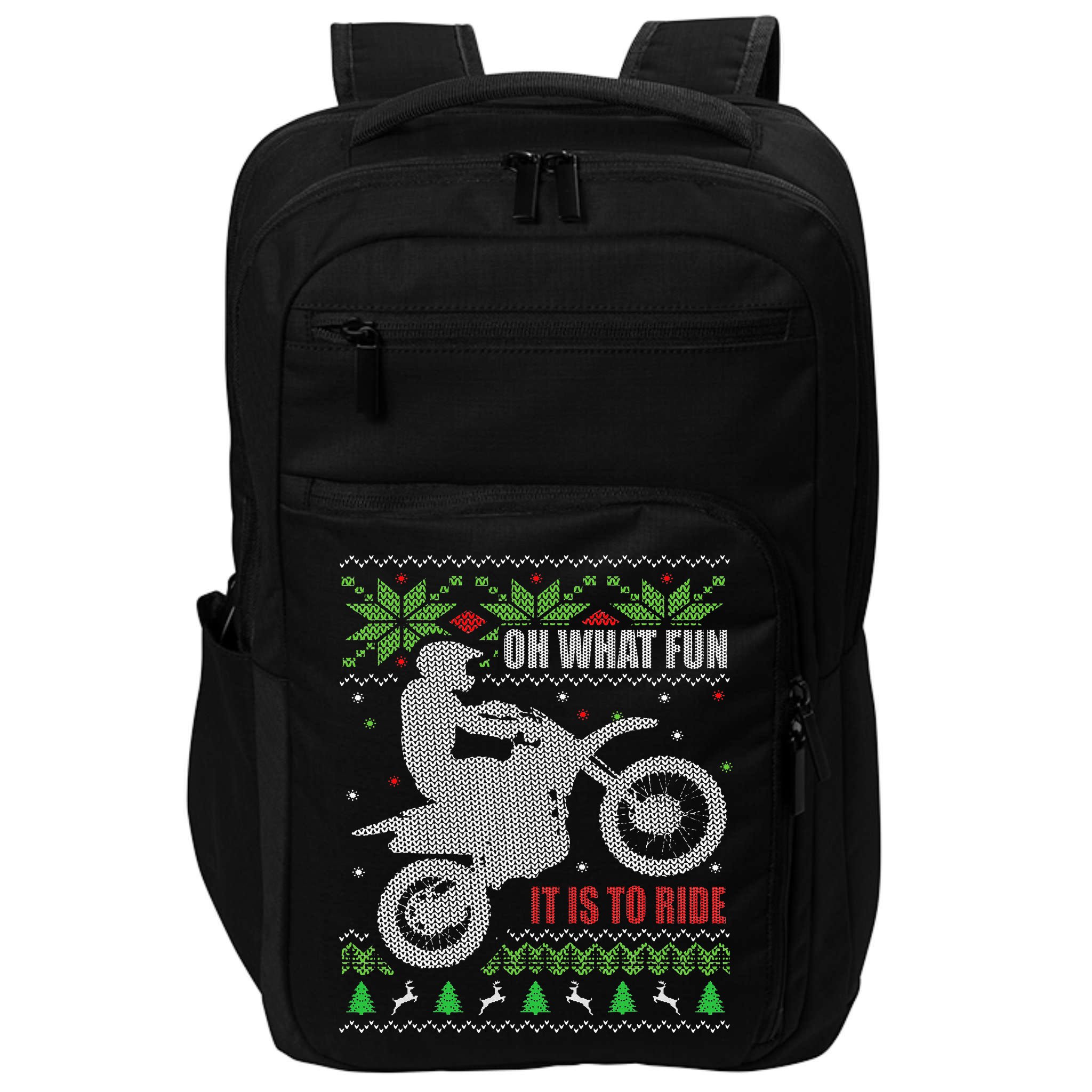 Ugly Christmas Sweater Dirt Bike Motorcycle Motocross Biker Impact Tech Backpack