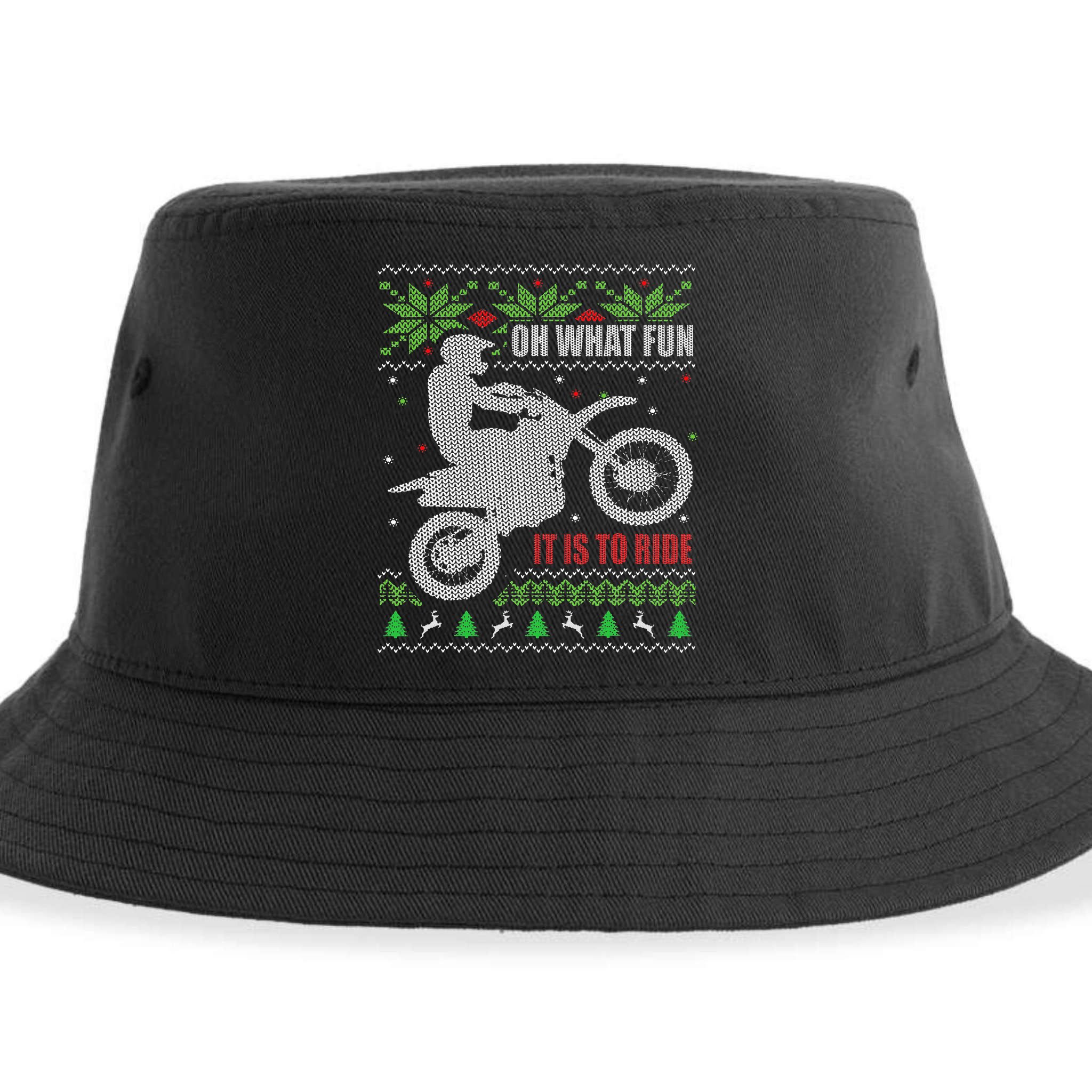 Ugly Christmas Sweater Dirt Bike Motorcycle Motocross Biker Sustainable Bucket Hat