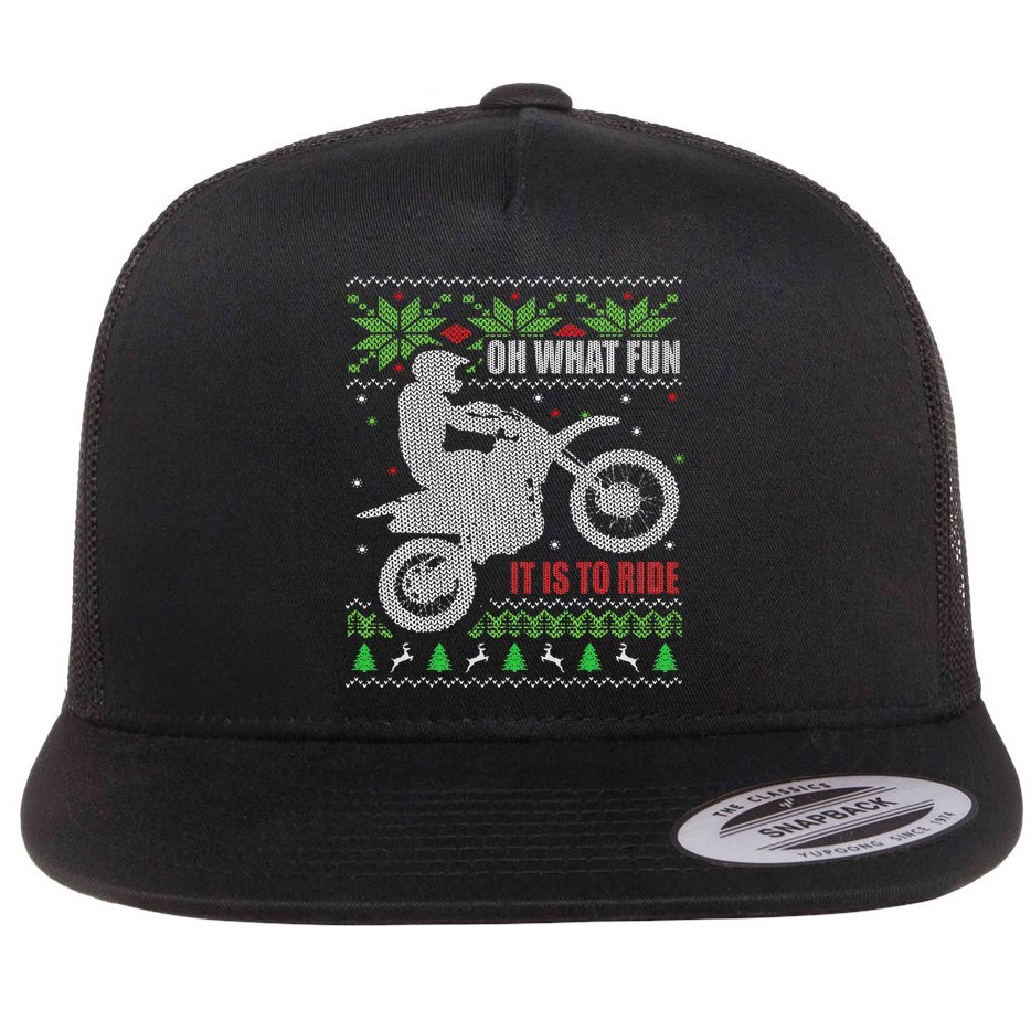Ugly Christmas Sweater Dirt Bike Motorcycle Motocross Biker Flat Bill Trucker Hat