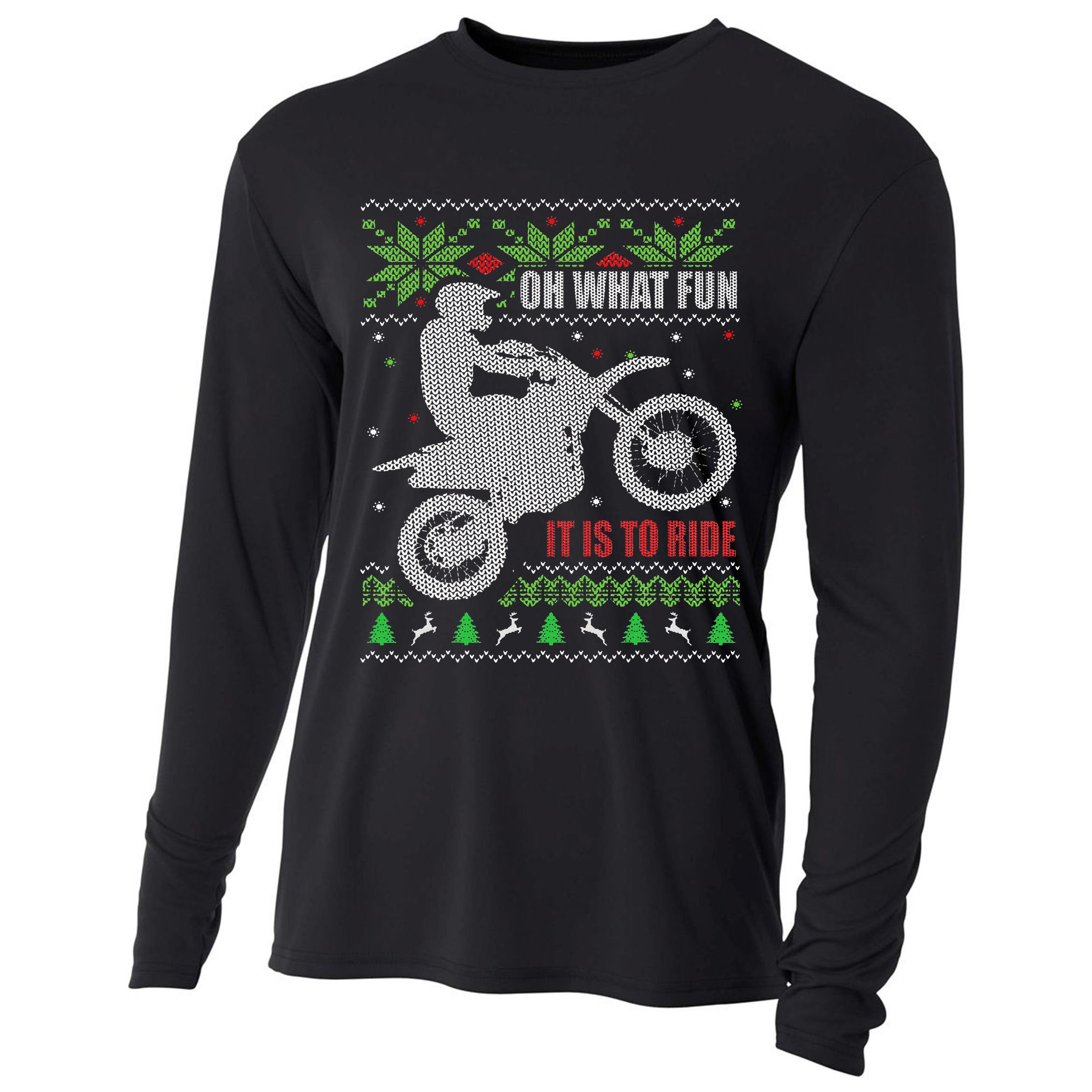 Ugly Christmas Sweater Dirt Bike Motorcycle Motocross Biker Cooling Performance Long Sleeve Crew