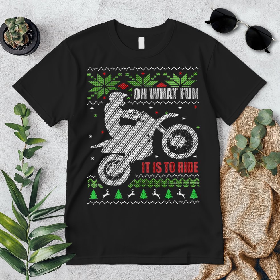 Ugly Christmas Sweater Dirt Bike Motorcycle Motocross Biker Premium T-Shirt