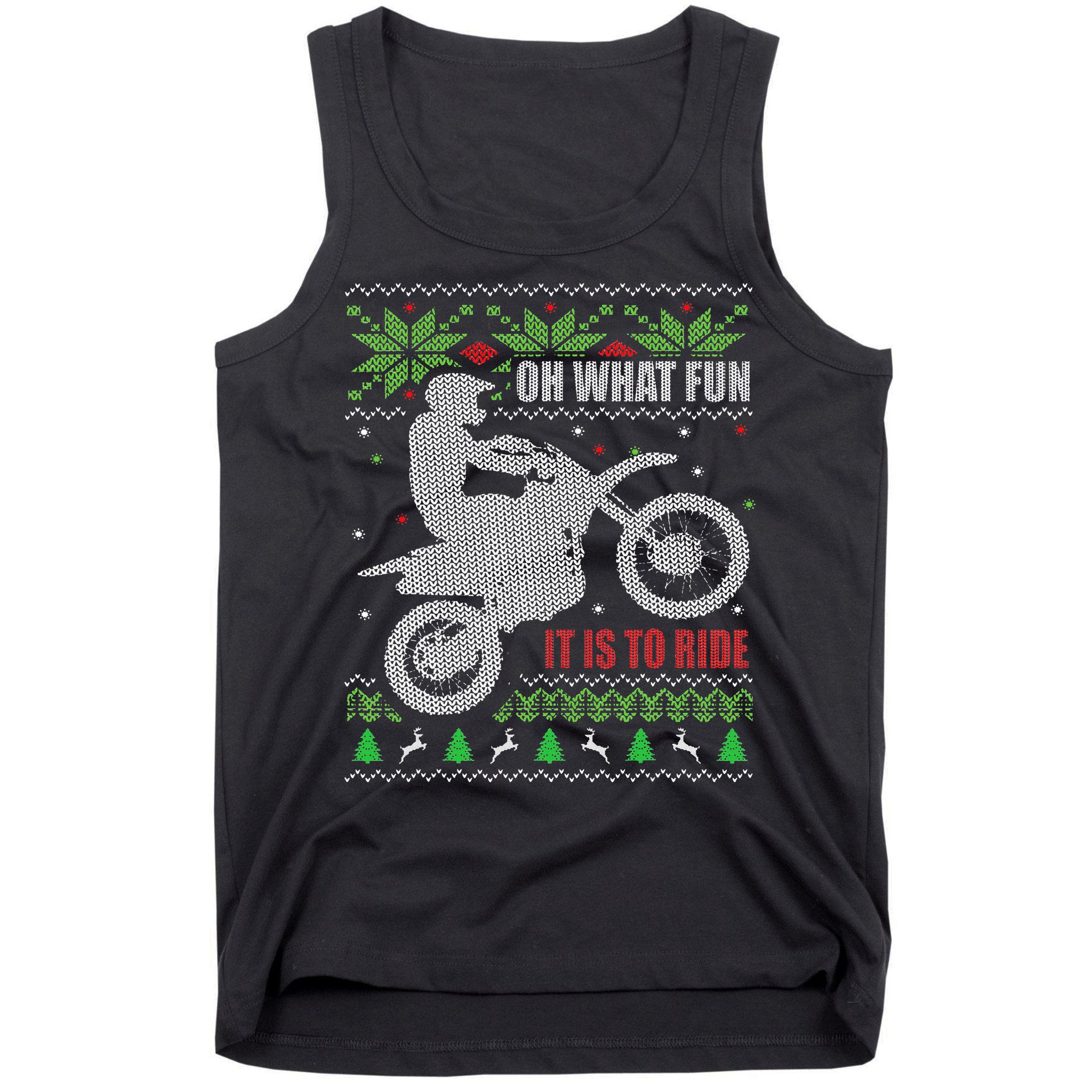Ugly Christmas Sweater Dirt Bike Motorcycle Motocross Biker Tank Top