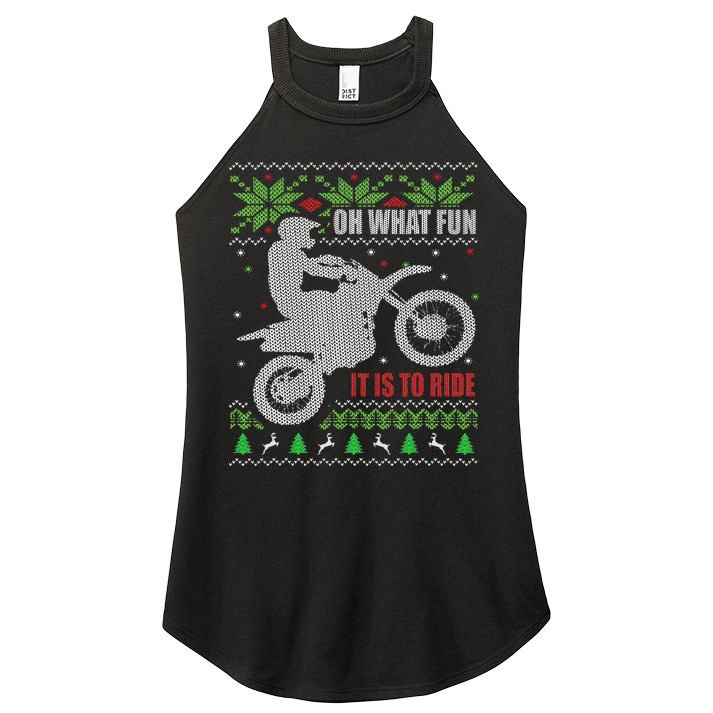 Ugly Christmas Sweater Dirt Bike Motorcycle Motocross Biker Women's Perfect Tri Rocker Tank