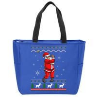 Ugly Christmas Santa Golfer Golfing Xmas Golf Lover Player Gift Zip Tote Bag