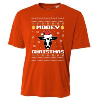 Ugly Christmas Sweater Farm Cow Santa Claus Mooey Christmas Gift Cooling Performance Crew T-Shirt