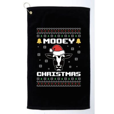 Ugly Christmas Sweater Farm Cow Santa Claus Mooey Christmas Gift Platinum Collection Golf Towel