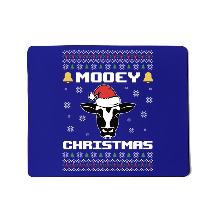 Ugly Christmas Sweater Farm Cow Santa Claus Mooey Christmas Gift Mousepad