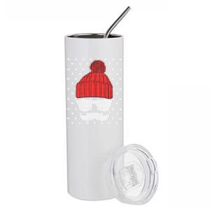 Ugly Christmas Santa Hat Mustache Funny Dads Xmas Gift Stainless Steel Tumbler