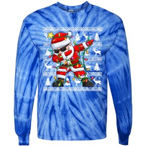 Ugly Christmas Sweater Dabbing Santa Cool Gift Tie-Dye Long Sleeve Shirt