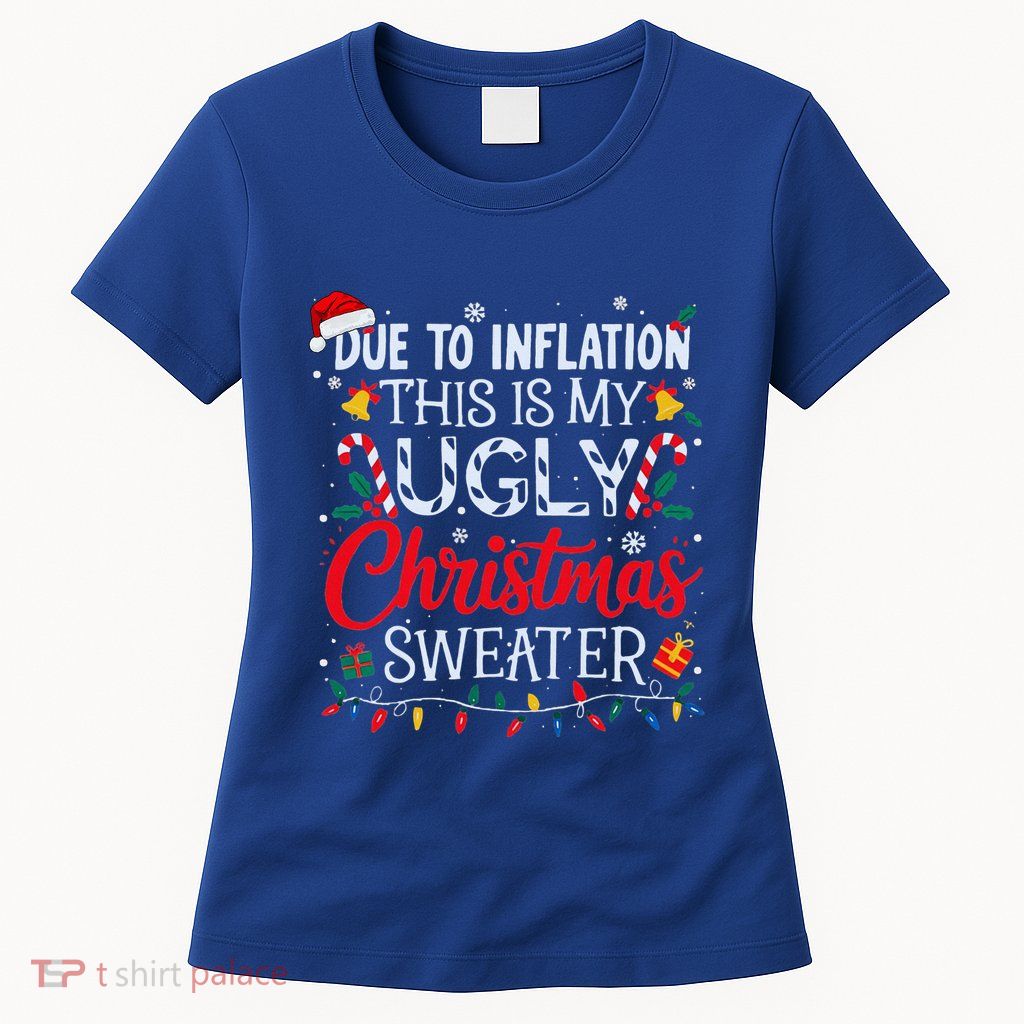 Ugly Christmas Sweater Couples Matching Womens T-Shirt