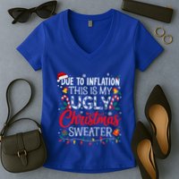 Ugly Christmas Sweater Couples Matching Women's V-Neck T-Shirt